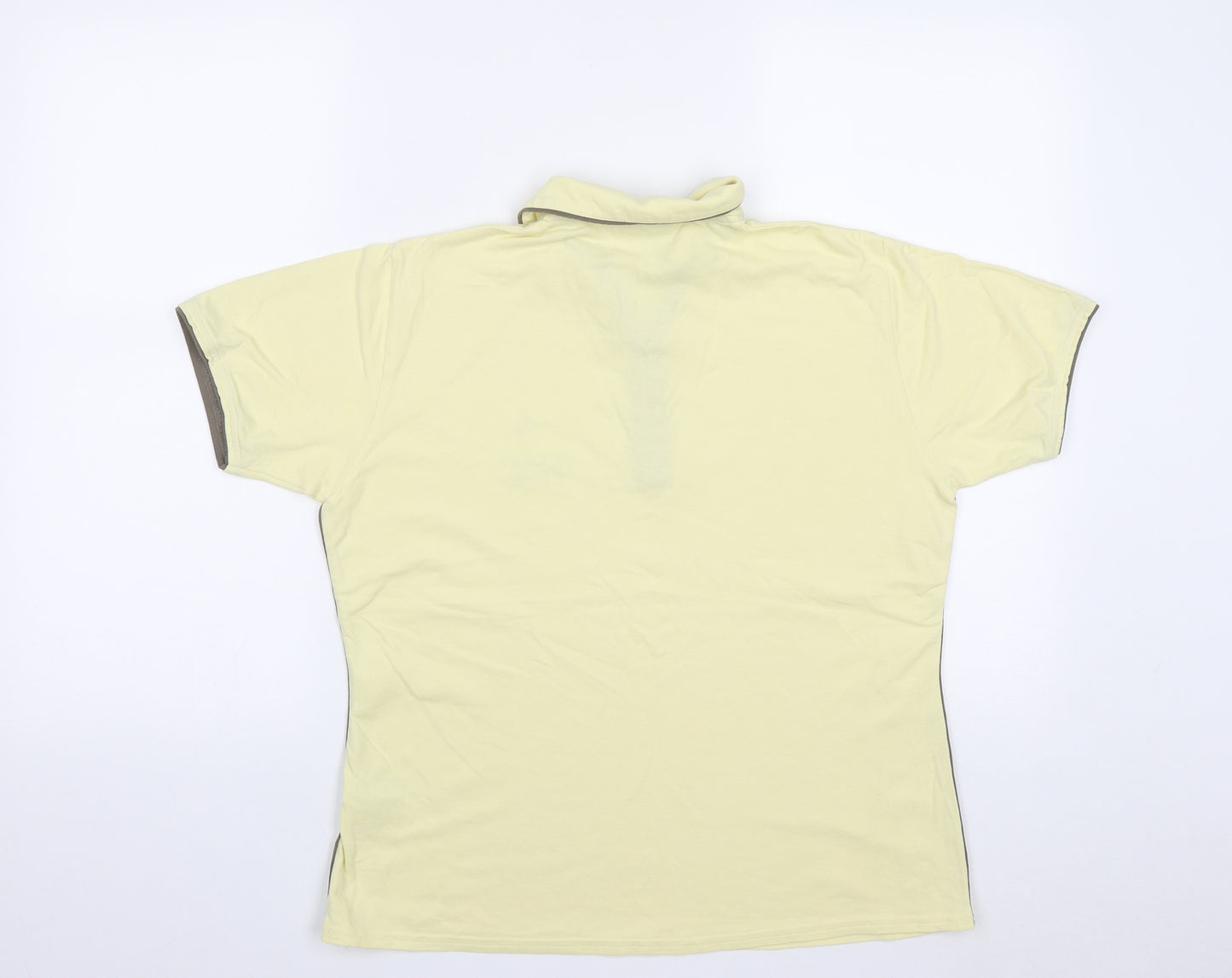 Glenmuir Womens Yellow  Cotton Basic T-Shirt Size L Collared Zip