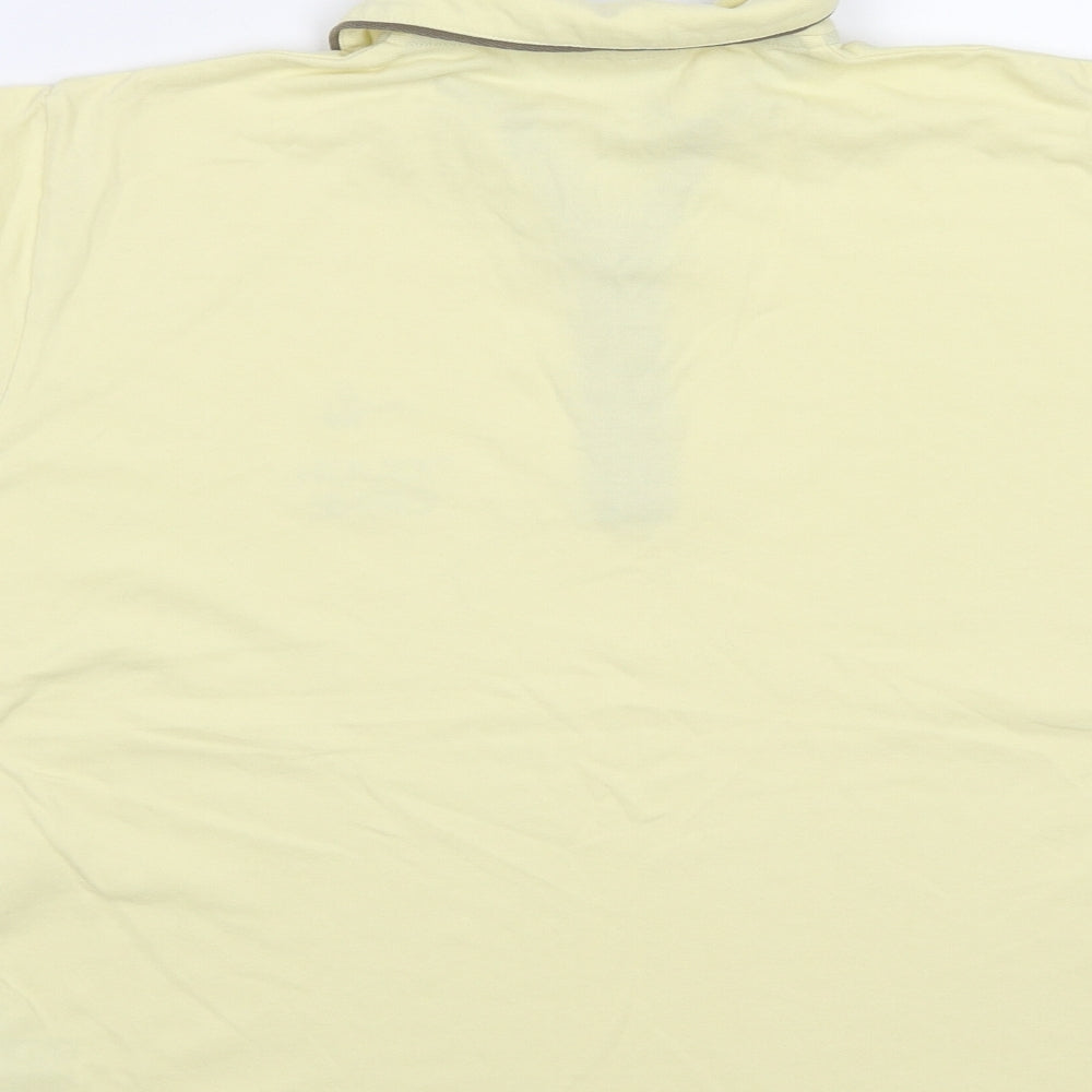 Glenmuir Womens Yellow  Cotton Basic T-Shirt Size L Collared Zip