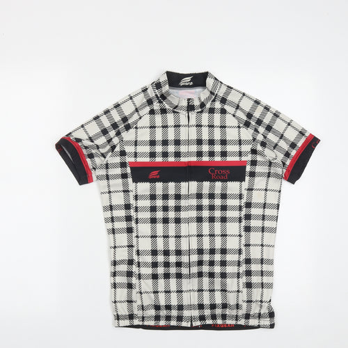 FIXGEAR Womens Multicoloured Plaid Polyester Basic T-Shirt Size L Halter Zip