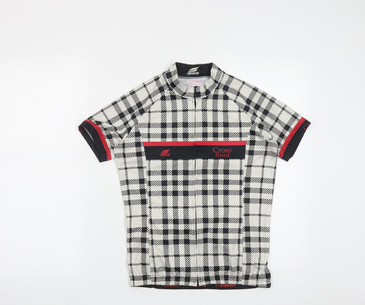 FIXGEAR Womens Multicoloured Plaid Polyester Basic T-Shirt Size L Halter Zip