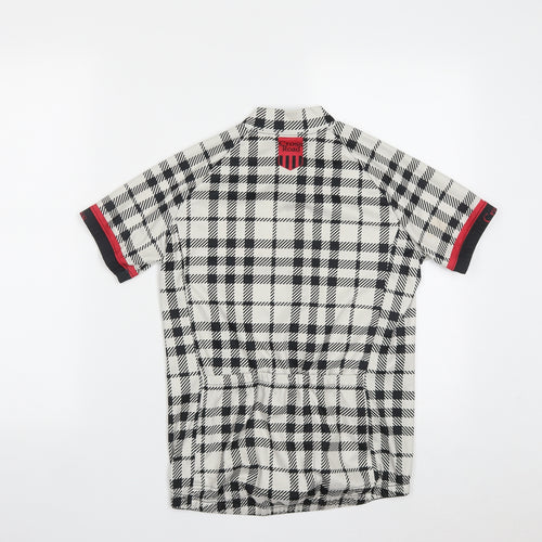 FIXGEAR Womens Multicoloured Plaid Polyester Basic T-Shirt Size L Halter Zip