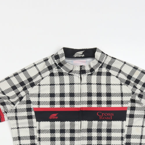 FIXGEAR Womens Multicoloured Plaid Polyester Basic T-Shirt Size L Halter Zip