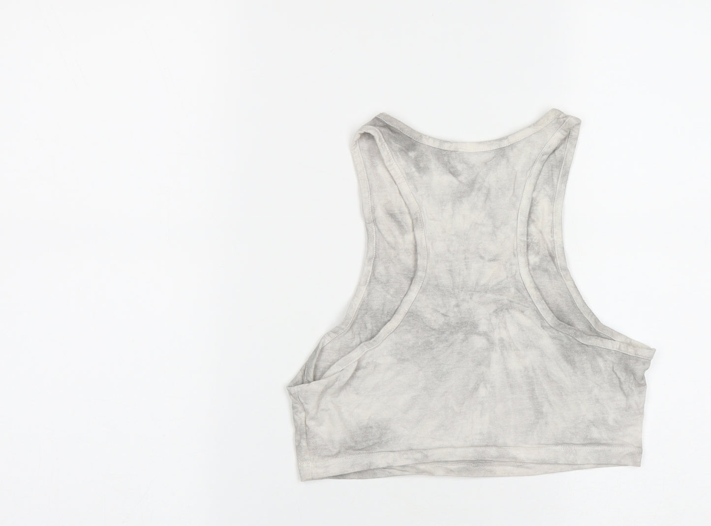 Boohoo Womens Grey  Polyester Cropped T-Shirt Size 8 Round Neck - Tie Die Effect