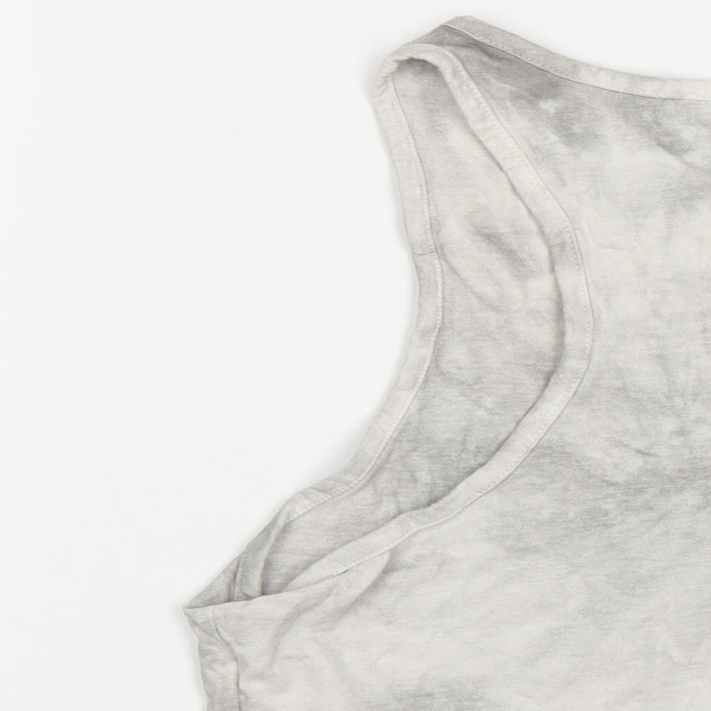 Boohoo Womens Grey  Polyester Cropped T-Shirt Size 8 Round Neck - Tie Die Effect