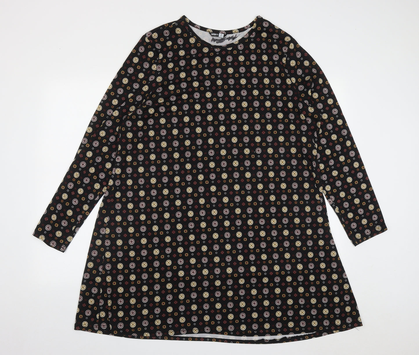 Pep&Co Womens Multicoloured Geometric Polyester Fit & Flare  Size 20  Round Neck