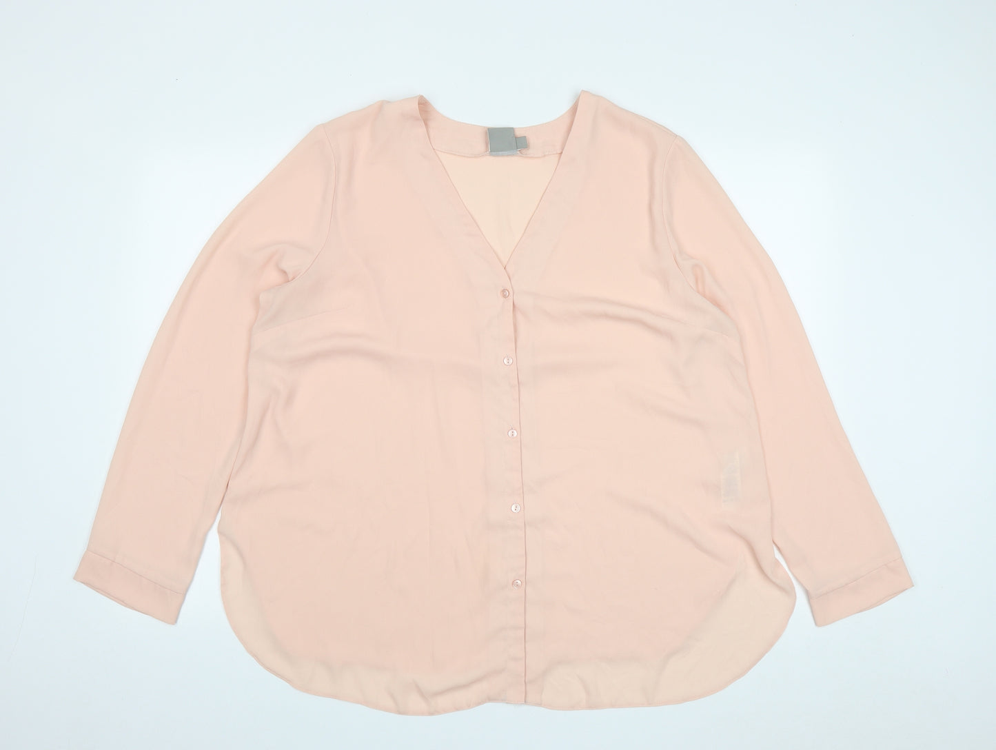 ASOS Womens Pink  Polyester Basic Button-Up Size 18 V-Neck