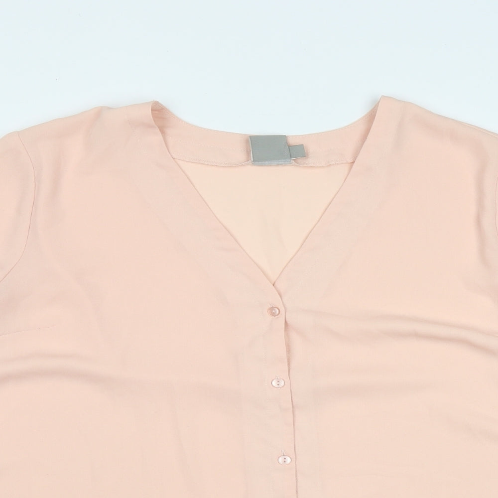 ASOS Womens Pink  Polyester Basic Button-Up Size 18 V-Neck