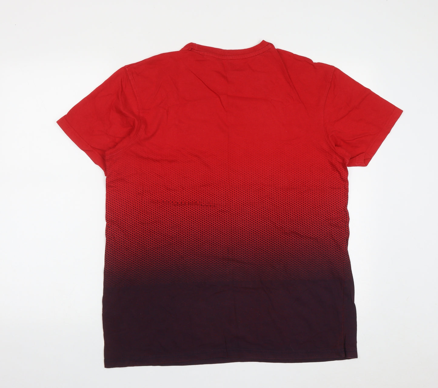McKenzie Mens Red Geometric Cotton  T-Shirt Size M Round Neck
