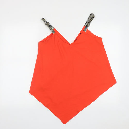 George Womens Orange Geometric Polyester Basic Tank Size 8 V-Neck