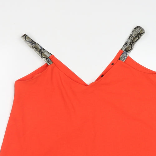 George Womens Orange Geometric Polyester Basic Tank Size 8 V-Neck