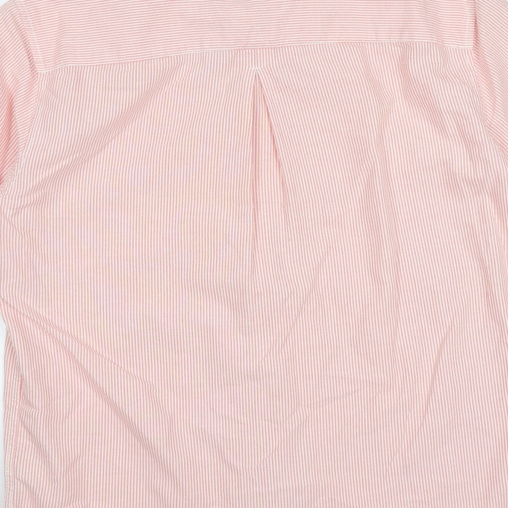 River Island Mens Pink Striped Cotton  Button-Up Size M Collared Button