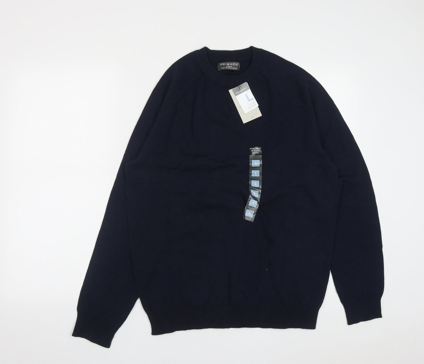 Primark Mens Blue Round Neck  Cotton Pullover Jumper Size L