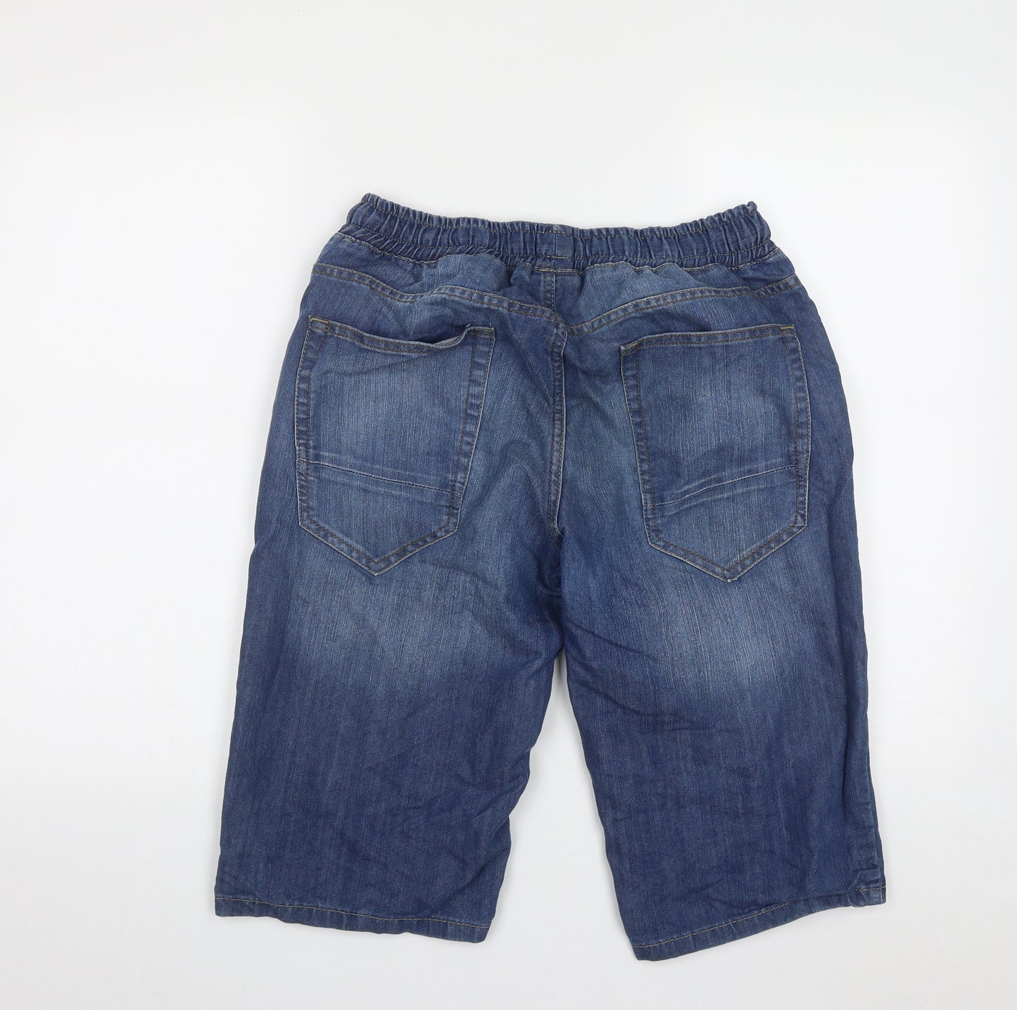 F&F Mens Blue  Cotton Bermuda Shorts Size 32 in L14 in Regular Drawstring