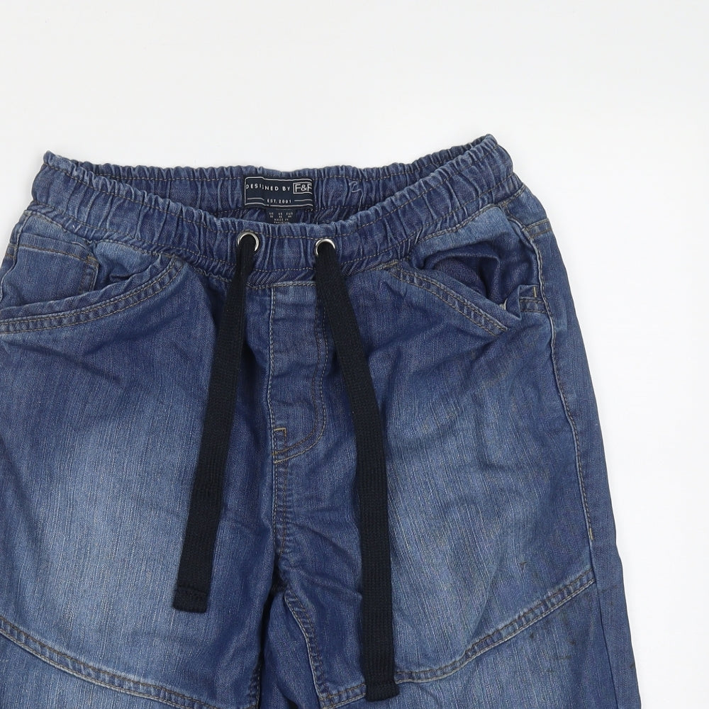 F&F Mens Blue  Cotton Bermuda Shorts Size 32 in L14 in Regular Drawstring