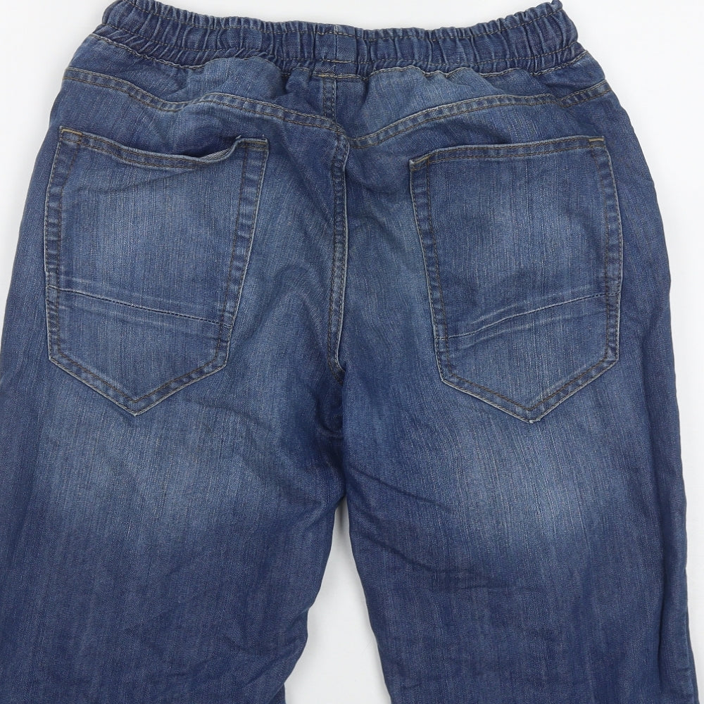 F&F Mens Blue  Cotton Bermuda Shorts Size 32 in L14 in Regular Drawstring