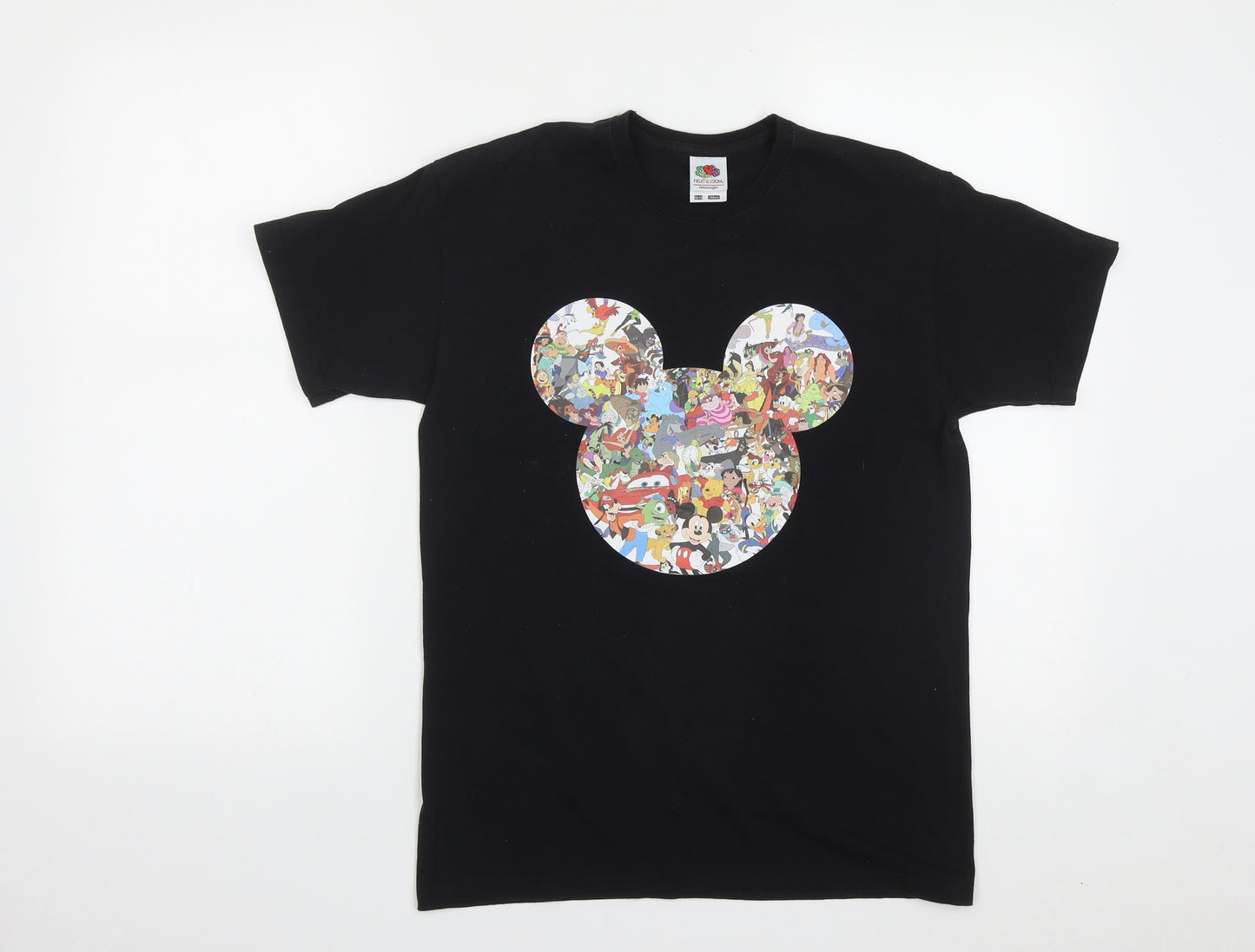 Fruit of the Loom Girls Black  Cotton Basic T-Shirt Size 12-13 Years Round Neck  - Disney Characters
