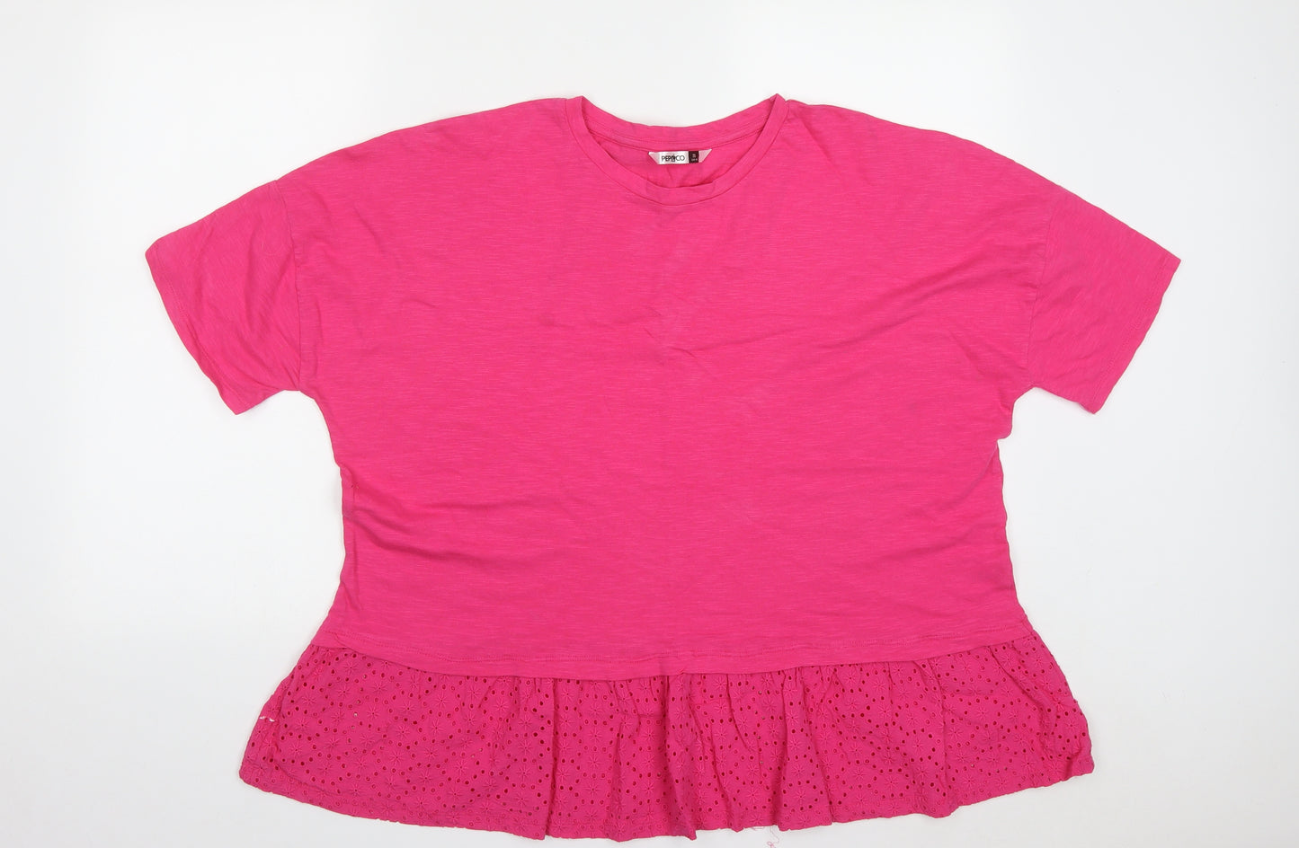 Pep&Co Womens Pink  Cotton Basic T-Shirt Size 20 Round Neck