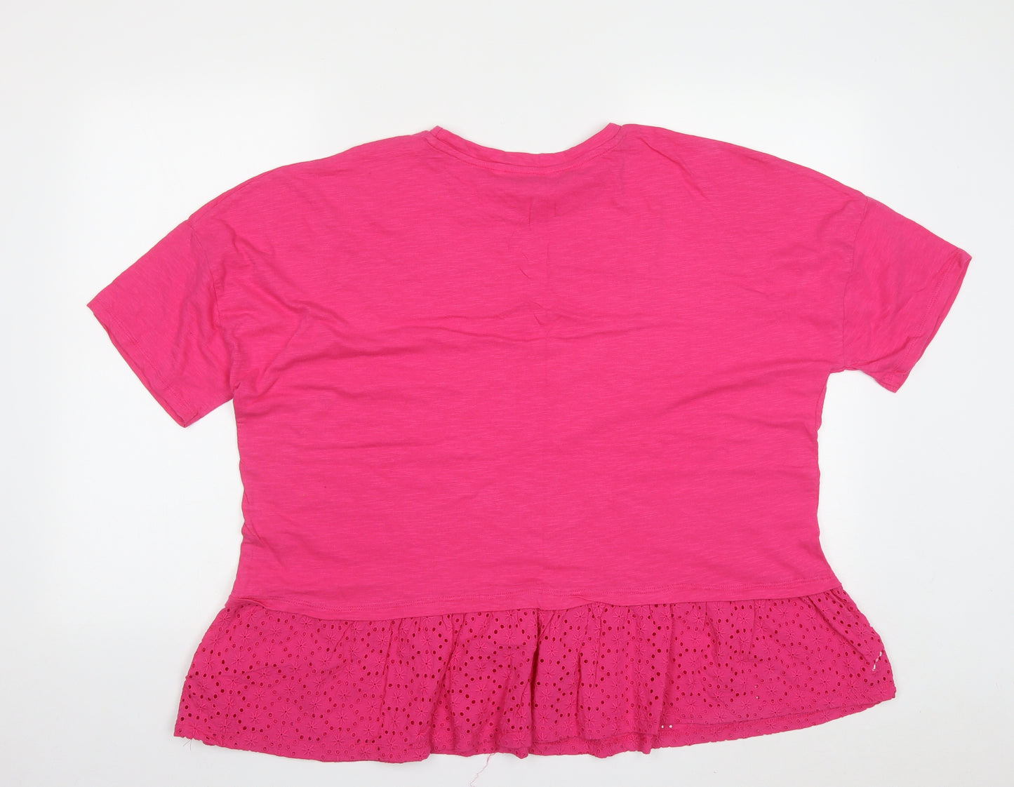 Pep&Co Womens Pink  Cotton Basic T-Shirt Size 20 Round Neck