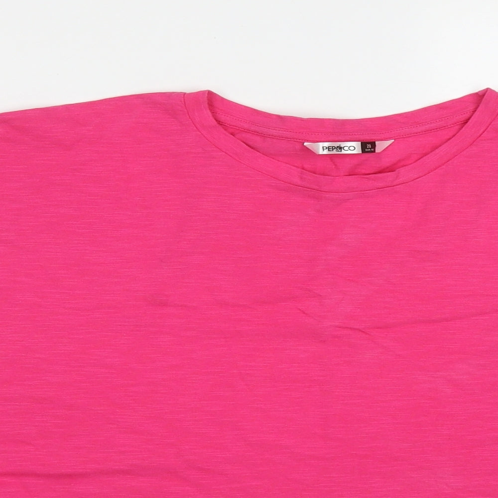 Pep&Co Womens Pink  Cotton Basic T-Shirt Size 20 Round Neck