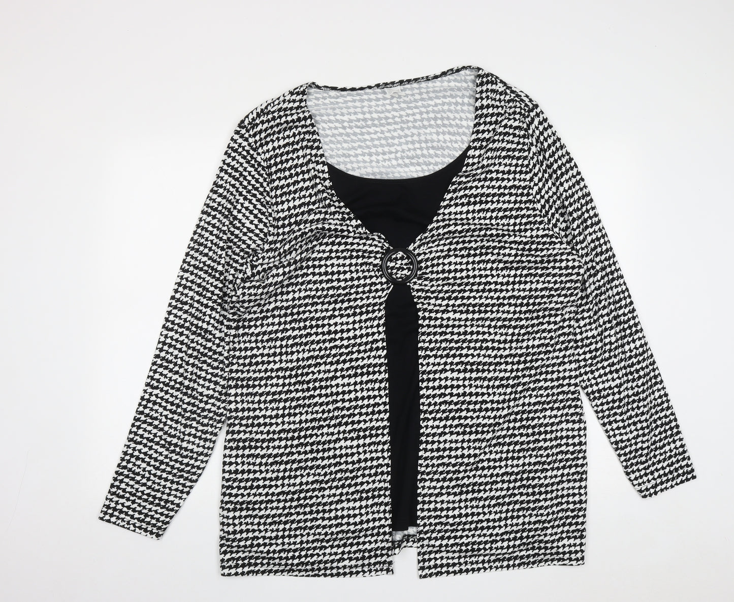 Preworn Womens Multicoloured Geometric Viscose Basic Blouse Size 22 Round Neck