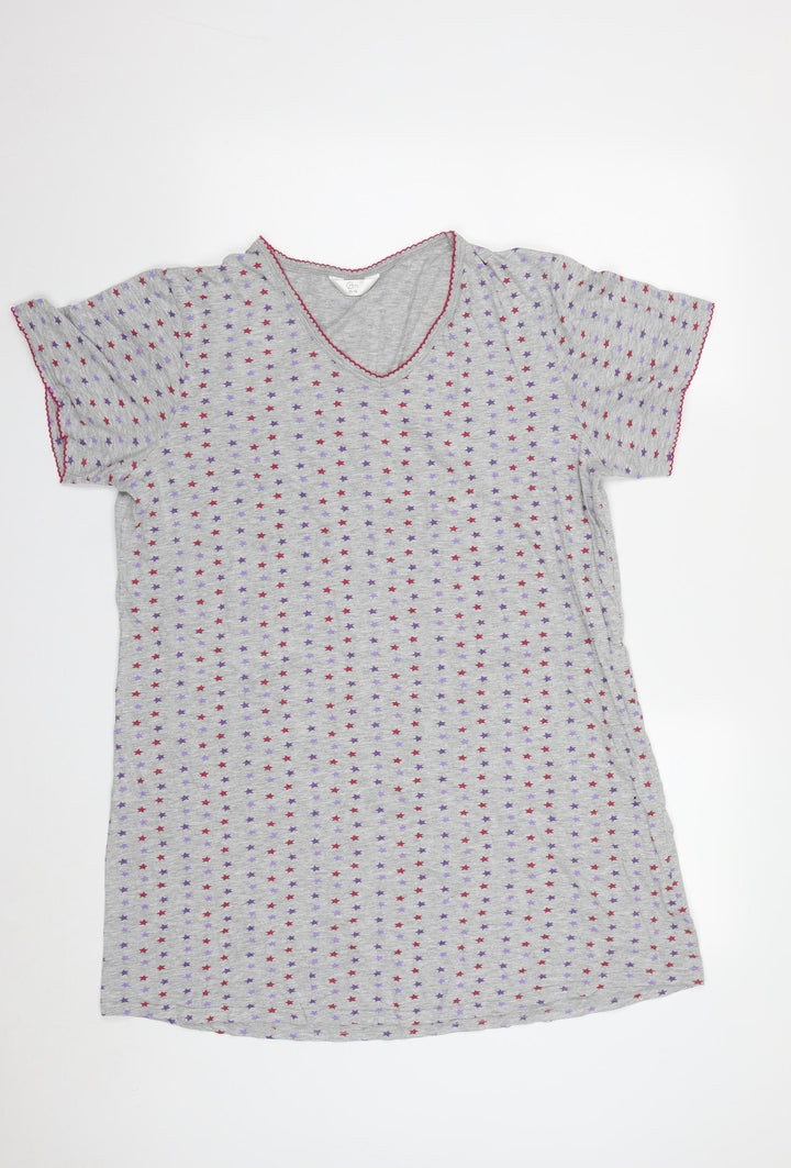 Bonmarché Womens Grey Geometric Cotton Top Dress Size 16 - Star Print
