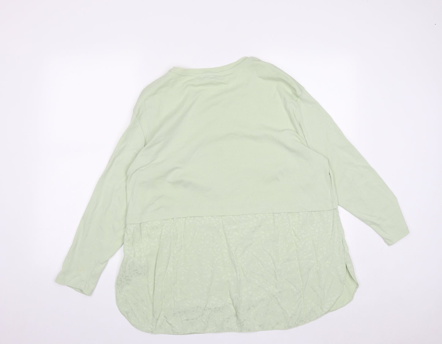 Gallery Womens Green Geometric Cotton Basic Blouse Size 18 Round Neck