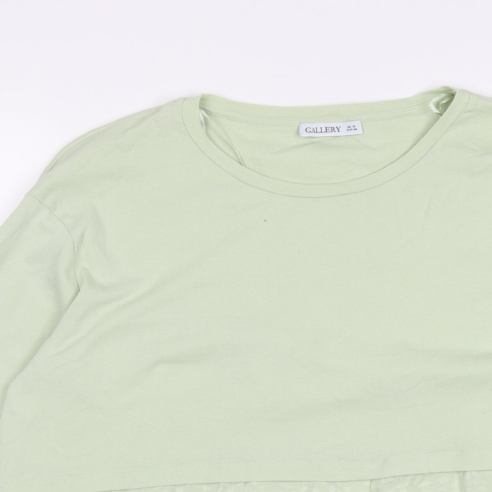Gallery Womens Green Geometric Cotton Basic Blouse Size 18 Round Neck