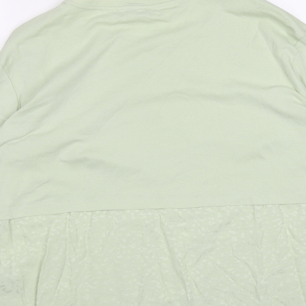 Gallery Womens Green Geometric Cotton Basic Blouse Size 18 Round Neck