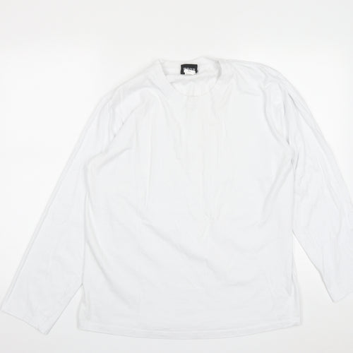 HeyBig Mens White  Cotton  Polo Size XL Round Neck