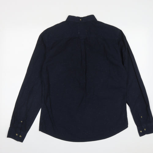 Soviet Mens Blue  Cotton  Button-Up Size M Collared Button