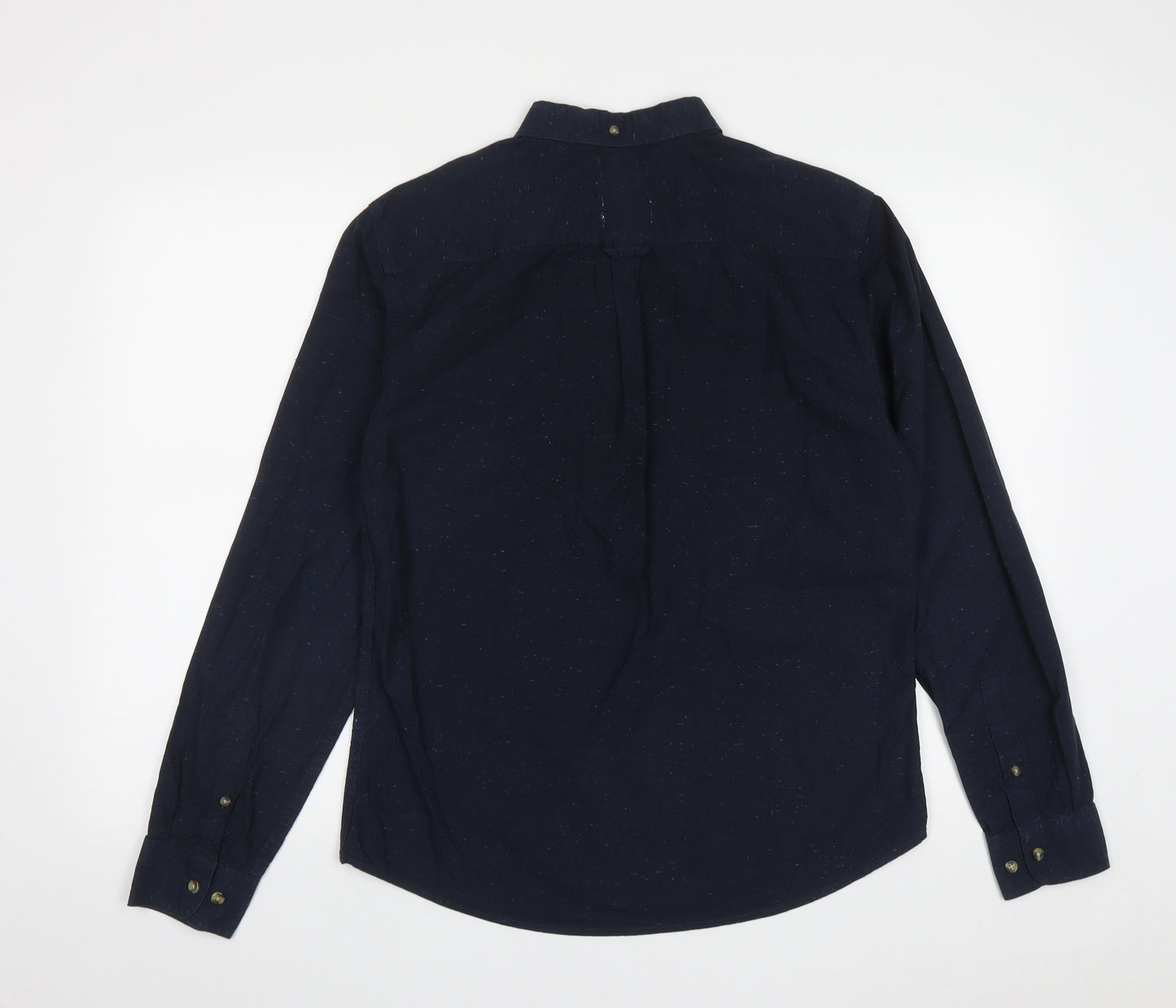 Soviet Mens Blue  Cotton  Button-Up Size M Collared Button