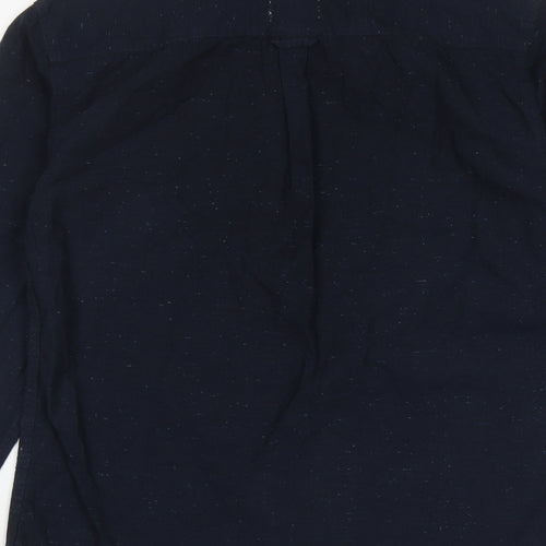 Soviet Mens Blue  Cotton  Button-Up Size M Collared Button