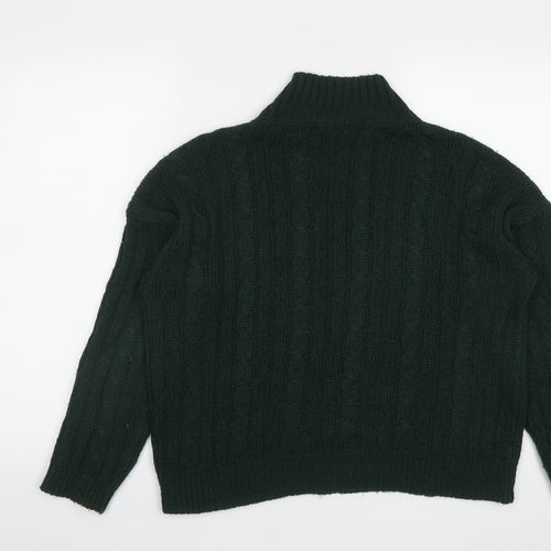 Peacocks Womens Green Round Neck  Acrylic Pullover Jumper Size M