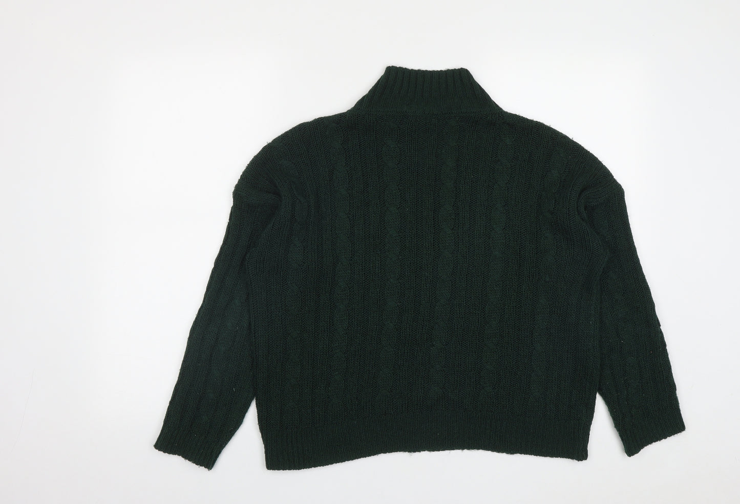 Peacocks Womens Green Round Neck  Acrylic Pullover Jumper Size M
