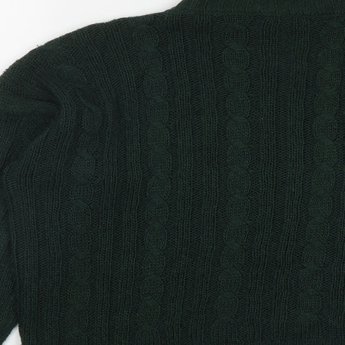Peacocks Womens Green Round Neck  Acrylic Pullover Jumper Size M