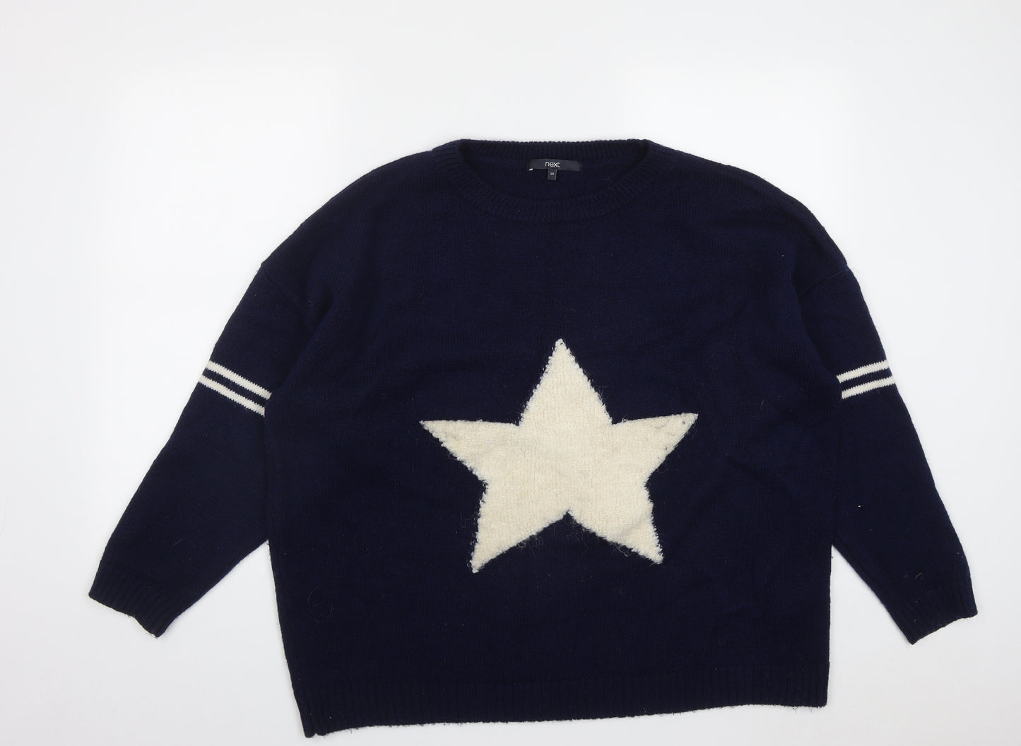 NEXT Womens Blue Round Neck  Acrylic Pullover Jumper Size 20