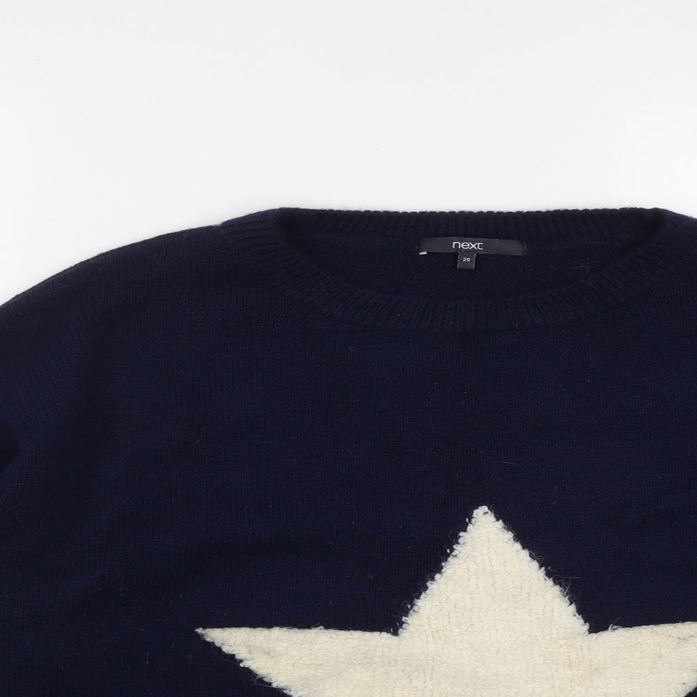 NEXT Womens Blue Round Neck  Acrylic Pullover Jumper Size 20