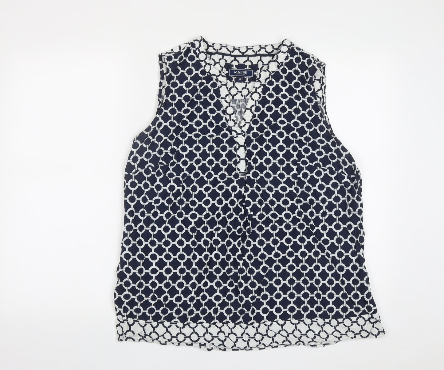 Maine Womens Multicoloured Geometric Viscose Basic Tank Size 20 V-Neck