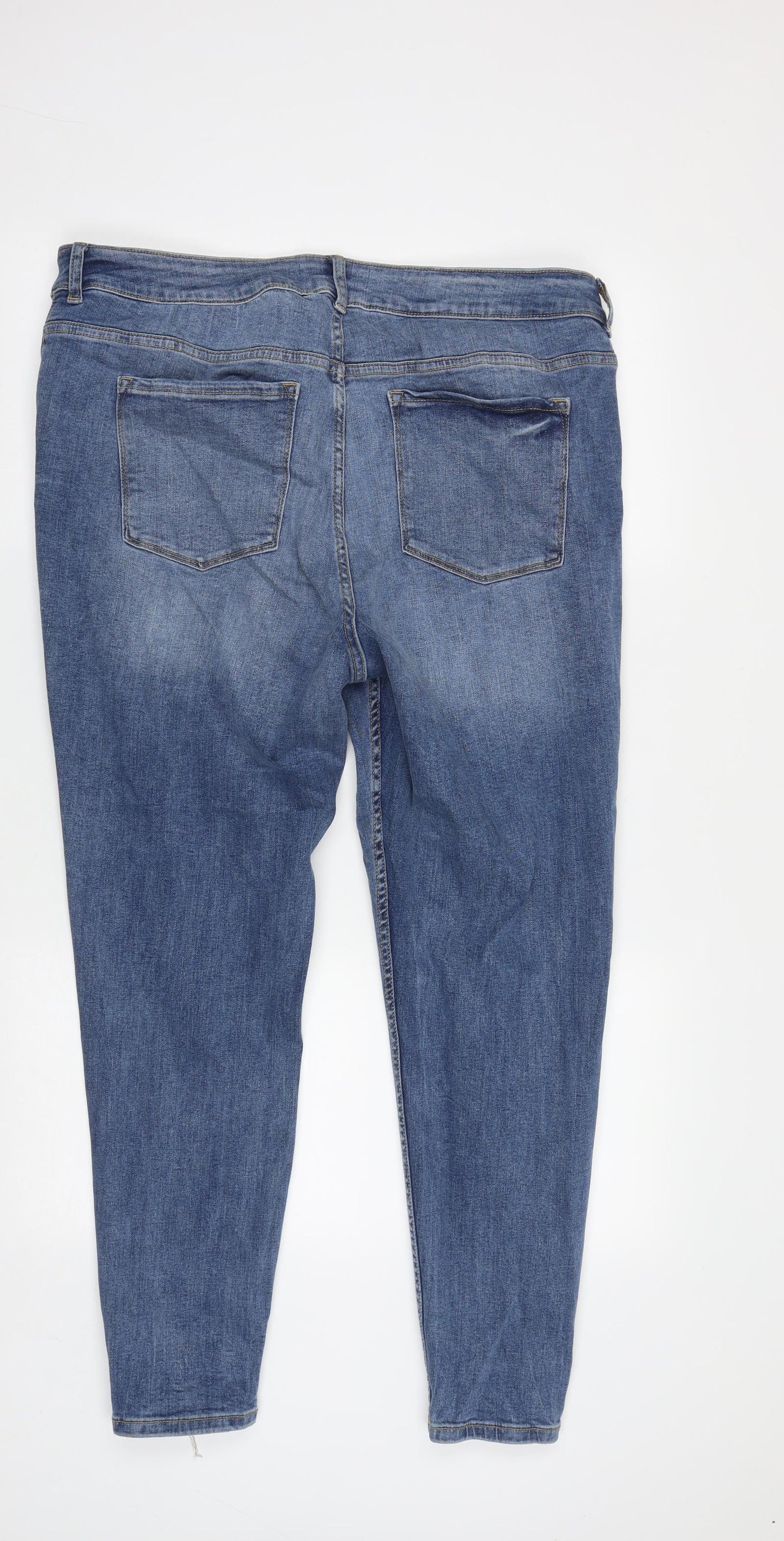 Primark Womens Blue  Cotton Straight Jeans Size 20 L29 in Regular Zip