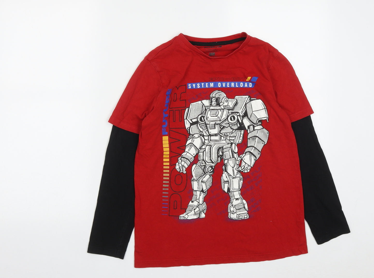 F&F Boys Red  Cotton Basic T-Shirt Size 11-12 Years Round Neck  - Transformers