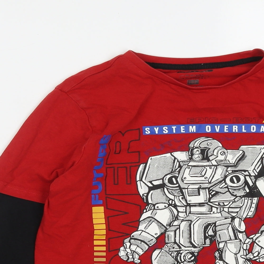 F&F Boys Red  Cotton Basic T-Shirt Size 11-12 Years Round Neck  - Transformers