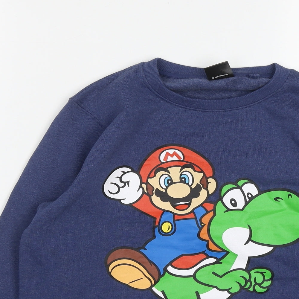 NEXT Boys Blue  Cotton Pullover Sweatshirt Size 12 Years   - Super Mario