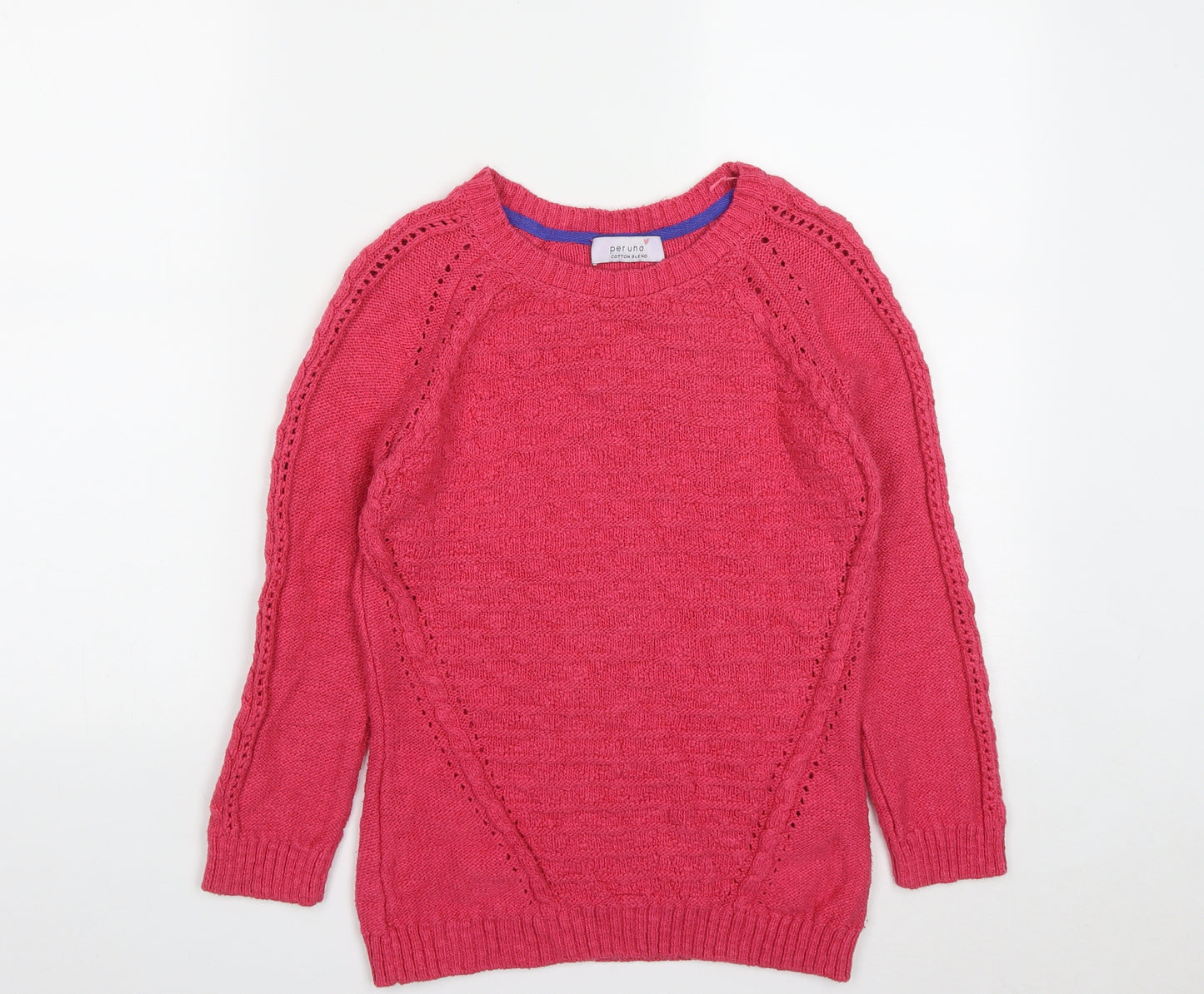 Marks and Spencer Womens Pink Round Neck  Cotton Pullover Jumper Size 8