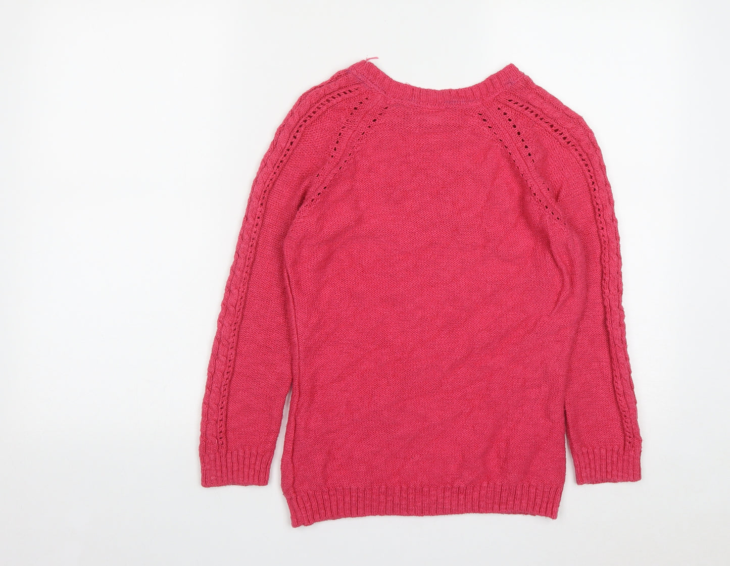 Marks and Spencer Womens Pink Round Neck  Cotton Pullover Jumper Size 8