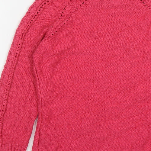 Marks and Spencer Womens Pink Round Neck  Cotton Pullover Jumper Size 8