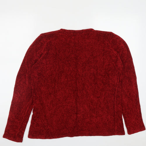 EWM Womens Red Round Neck  Acrylic Pullover Jumper Size M