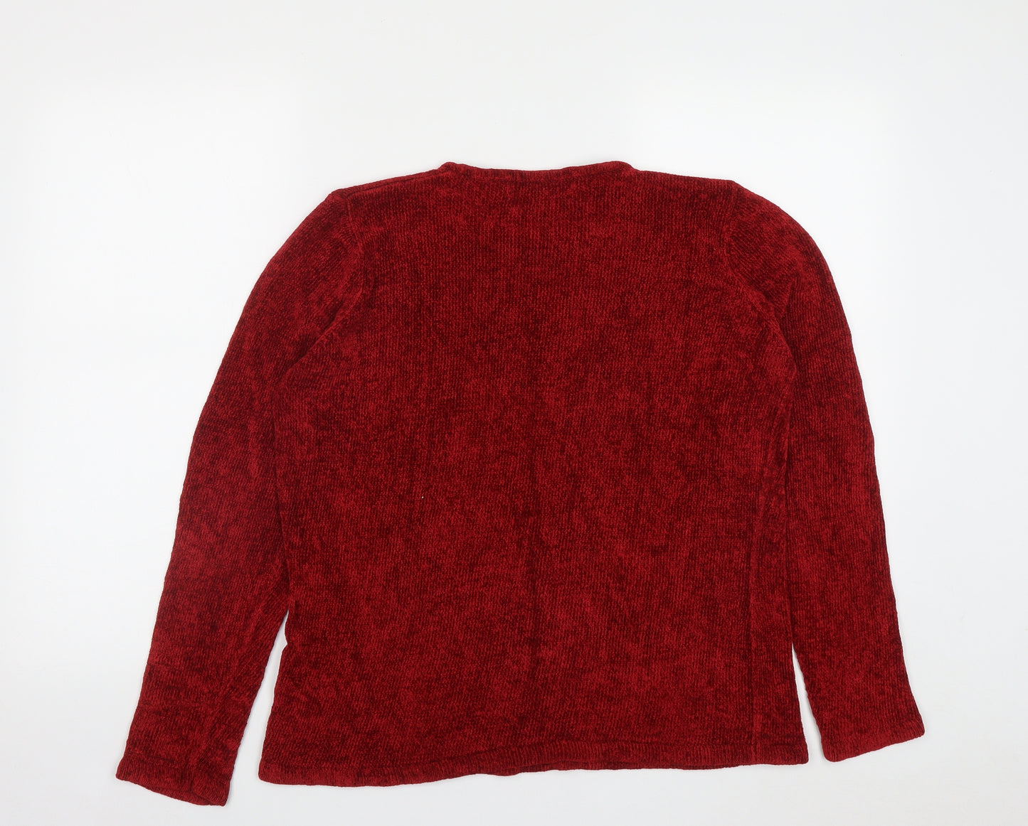 EWM Womens Red Round Neck  Acrylic Pullover Jumper Size M