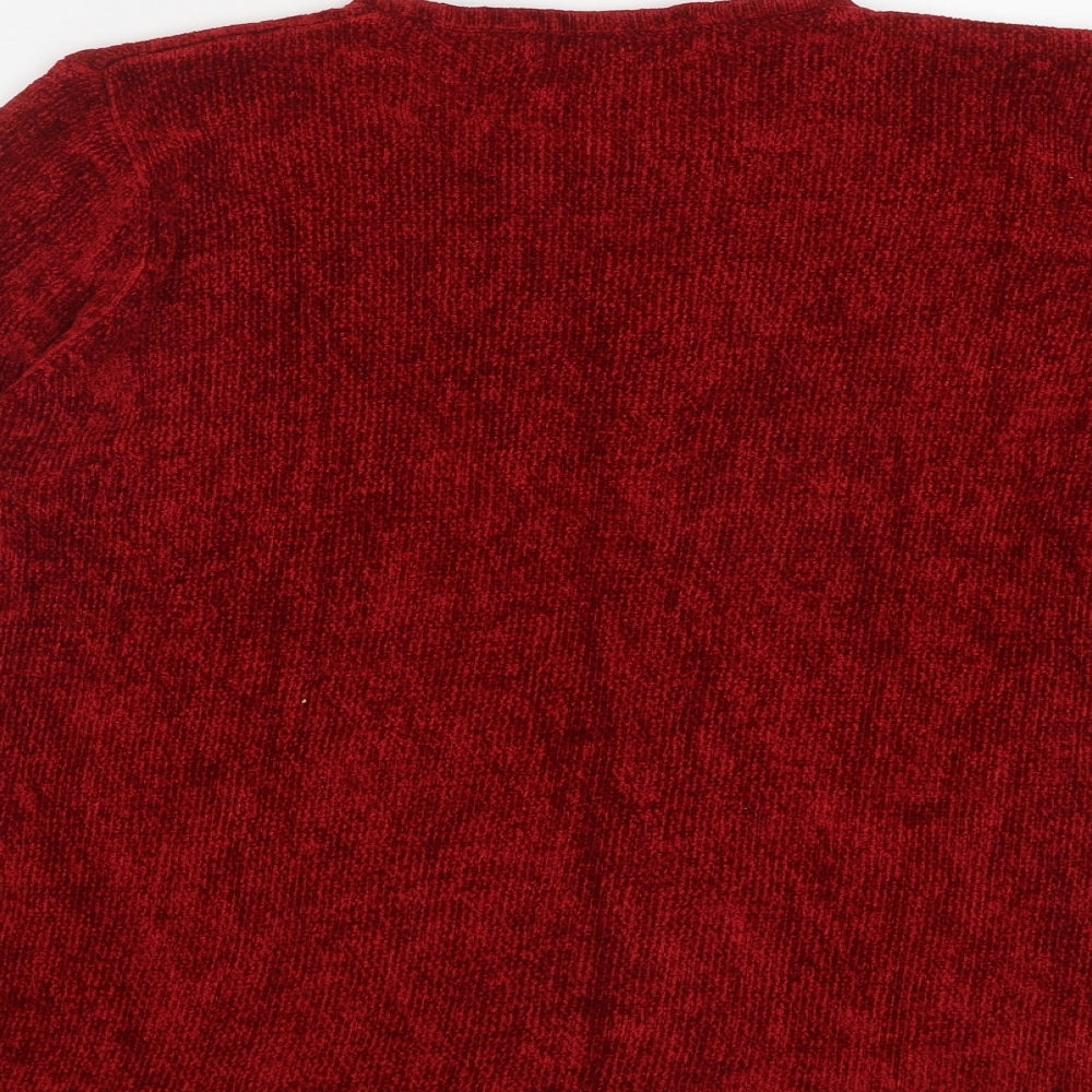 EWM Womens Red Round Neck  Acrylic Pullover Jumper Size M