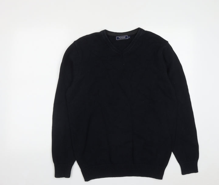 Maine Mens Blue V-Neck  Cotton Pullover Jumper Size M