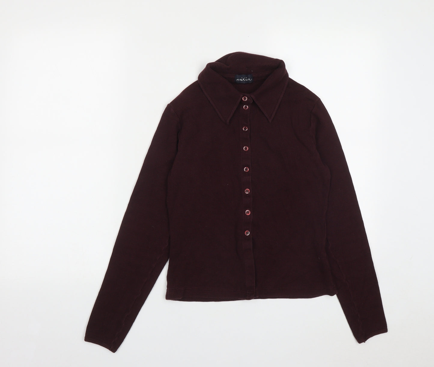 Mixin Womens Red  Cotton Basic Button-Up Size M Collared